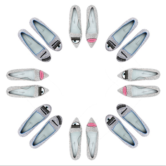 😉💋 Logomania Pointy Toe Glitter Loafers - Silver - Picture 5 of 7